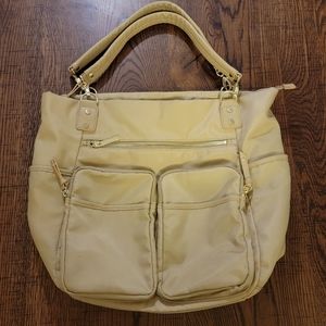 Olivia & Joy Zip Zoom Tote/Diaper Bag Tan EUC